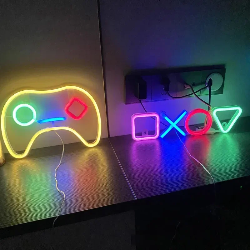 Kształt ikony gry lampa neonowa lampa Neon LED zasilana Neon USB do sypialni dzieci Bar KTV strefa gier imprezowa świąteczne dekoracje ścienna