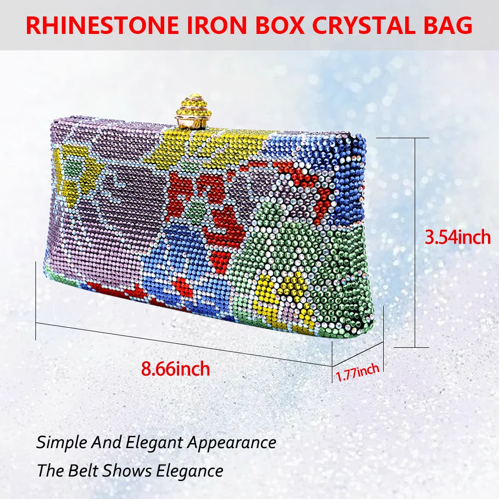 2024 Italy\'s latest design elegant luxury ladies wedding party dinner gift crystal multi-colored flower diamond evening clutch b