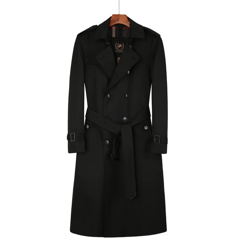 men‘s windbreaker Over the knee  spring and autumn double breasted Business work long trench coat men