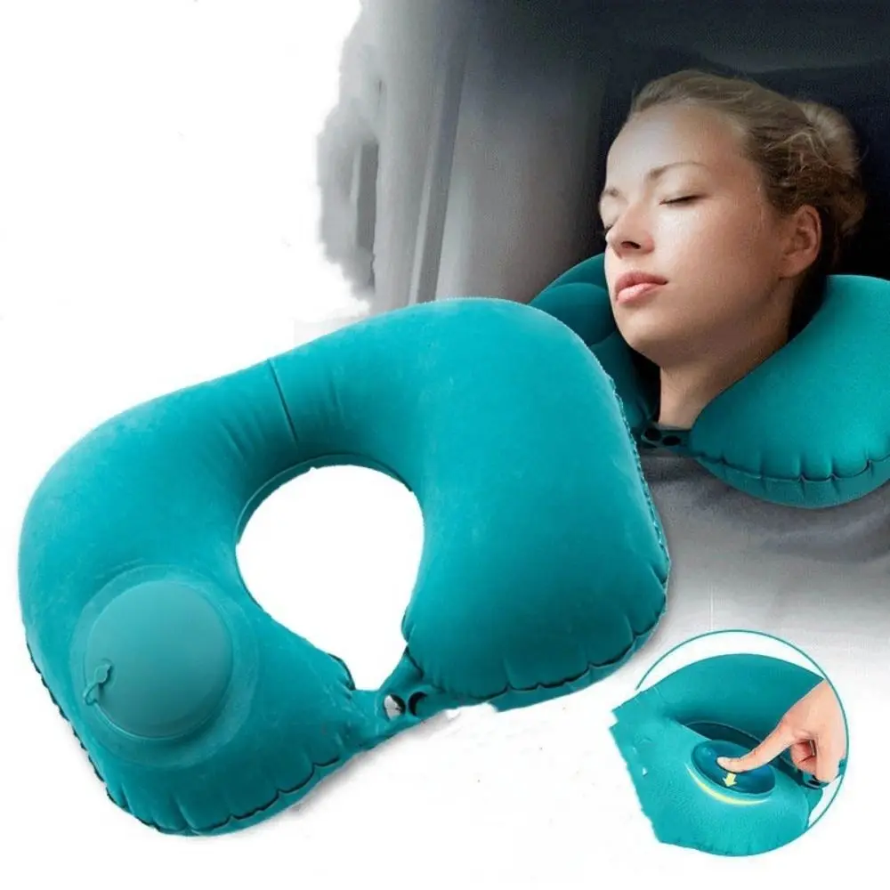 U-Shape Inflatable Neck Pillow Automatic Inflatable Super Light Cervical Pillow Head Rest Press to inflate Travel Pillows