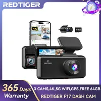 REDTIGER 3 Channel Car Camera 4k Dash Camera for IR Night Vision Car Dvr for 5G WiFi Triple Car Cameras Built-in GPS WDR