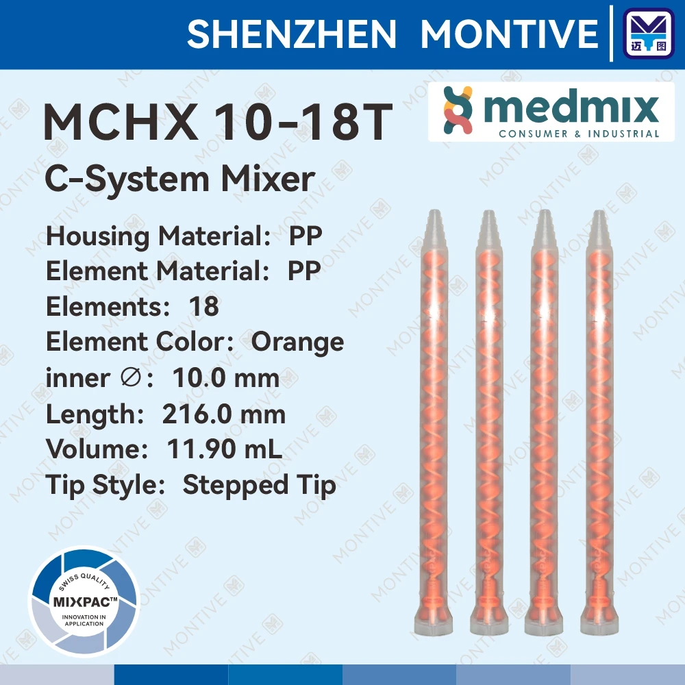 

SULZER MIXPAC Mixer MCHX 10-18T two component glue mixing head Static mixer nozzle AB glue mixing nozzle 100pcs