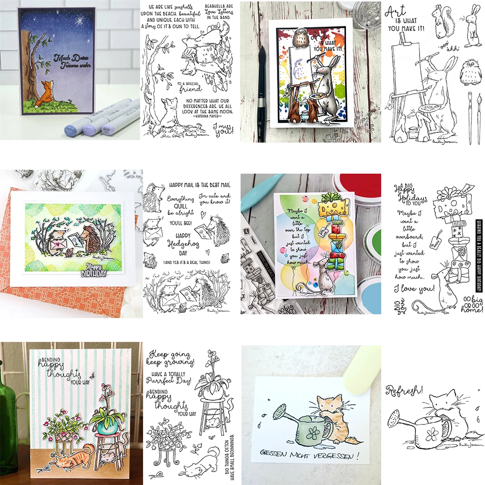 Künstler Kaninchen A Fox's Life Stempel und Stanzformen Igel Big Love Gießkanne Stempel für DIY Scrapbooking Handwerk Kartenherstellung