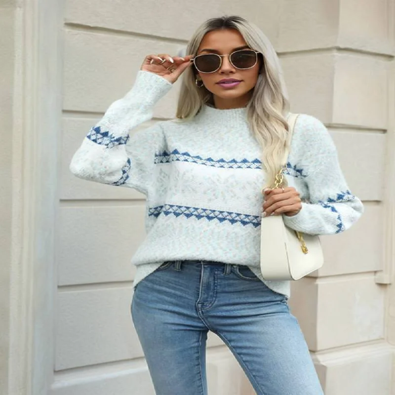 

2025 Women's Christmas Knit Sweater Autumn Winter Fashion Knitwear Long Sleeves Slim Fit Woman Clothes Female Pullover Tops