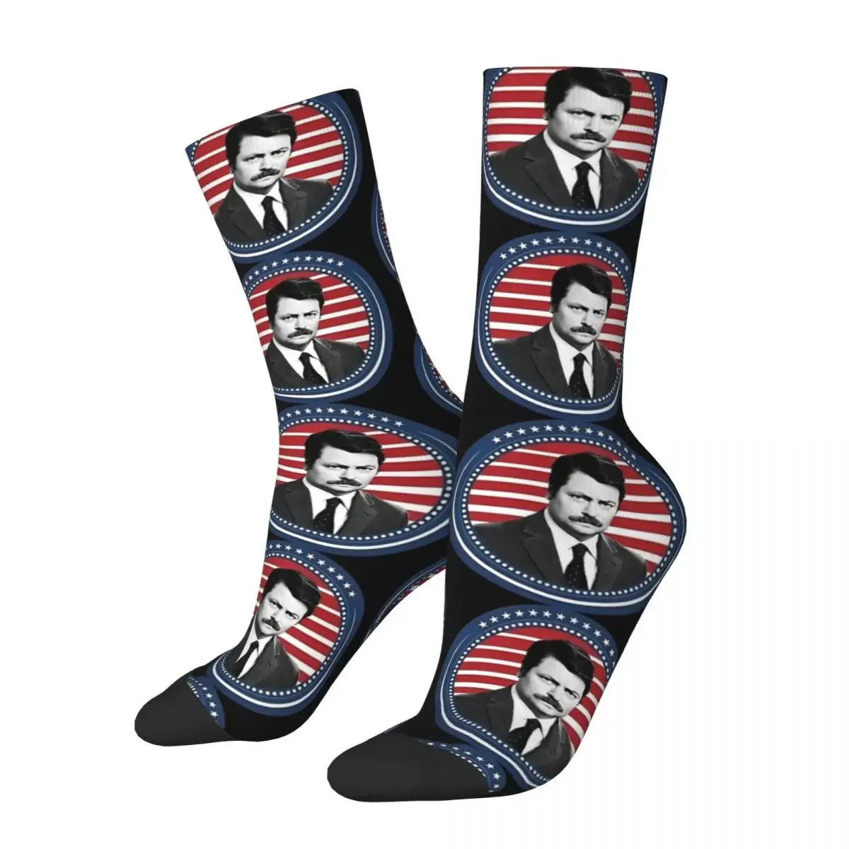 Men Socks Ron Swanson Stockings Autumn Modern Breathable Socks Printed Running Sports Anti Sweat Socks