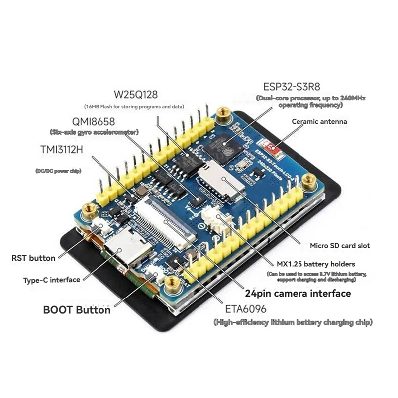 Waveshare ESP32-S3 Development Board With 2Inch Capacitive Touch Display Dual-Core LX7 Processor, Wifi & Bluetooth B