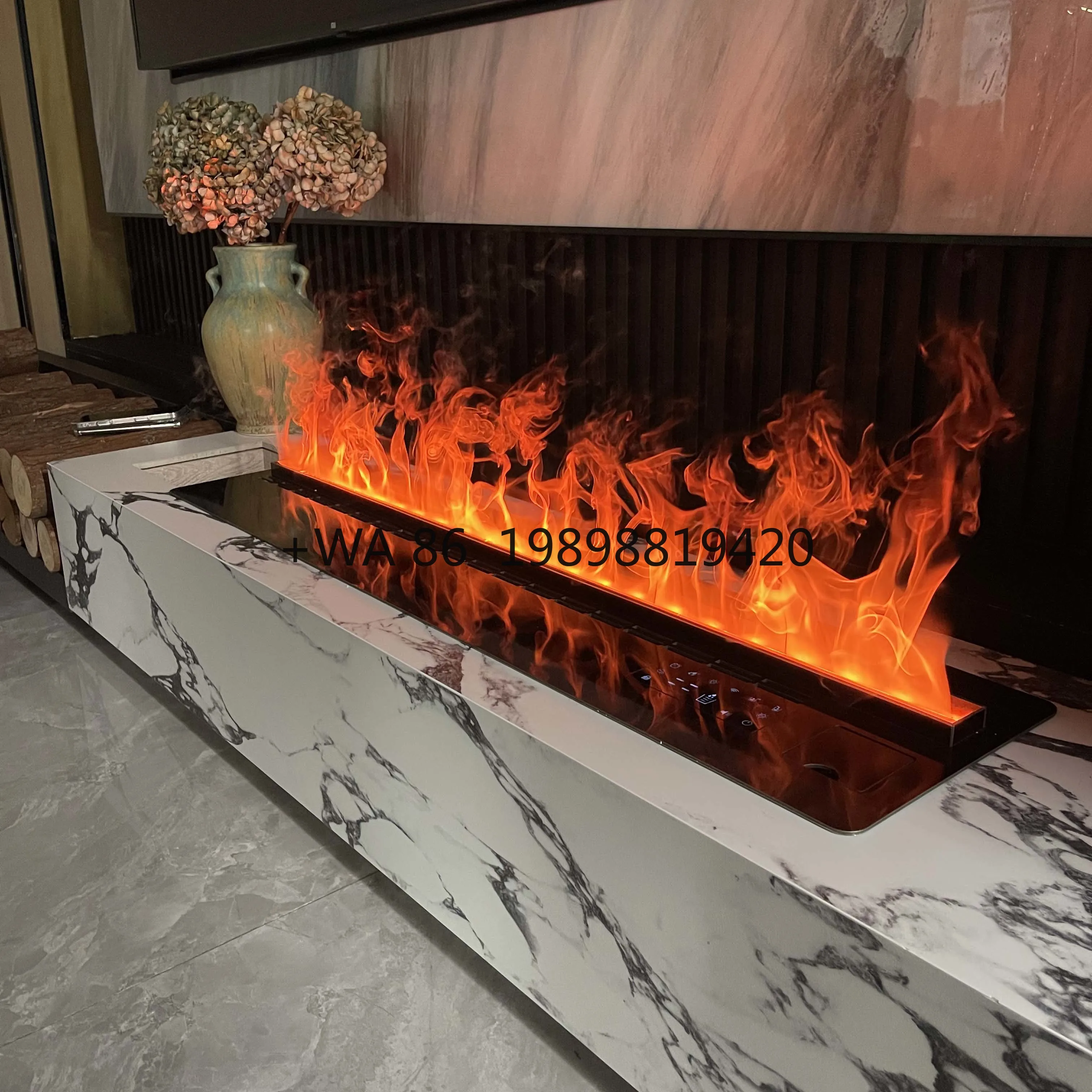 3D Vapor Electric Fireplace for Living Room Smart Simulated Flame, Atomizing Water Mist, App & Remote Control Fireplace