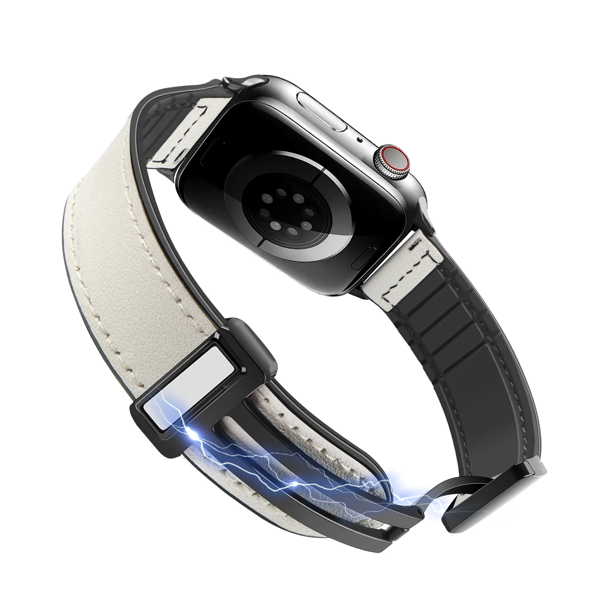Silikon-Lederarmband für Apple Watch 49mm 46mm 42mm 41 45mm 40mm 44mm Magnetisches Band IWatch Ultra 4 3 2 Series 12 11 10 9 SE 3 – Detail 9