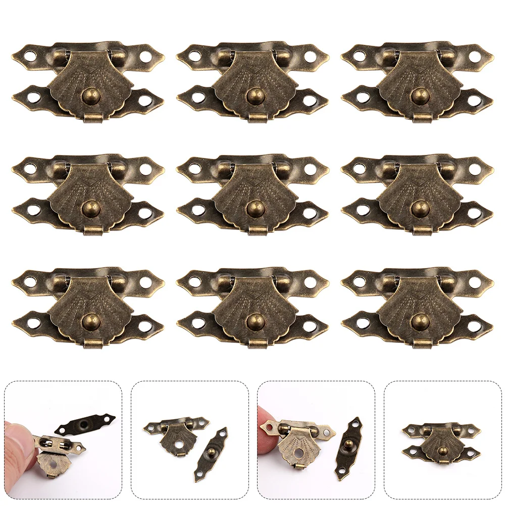 

25Sets Shell Buckle Reliable Tough Build for Gift Wooden Box Lock Vintage Panel Hook Closure Earring Case Buckle