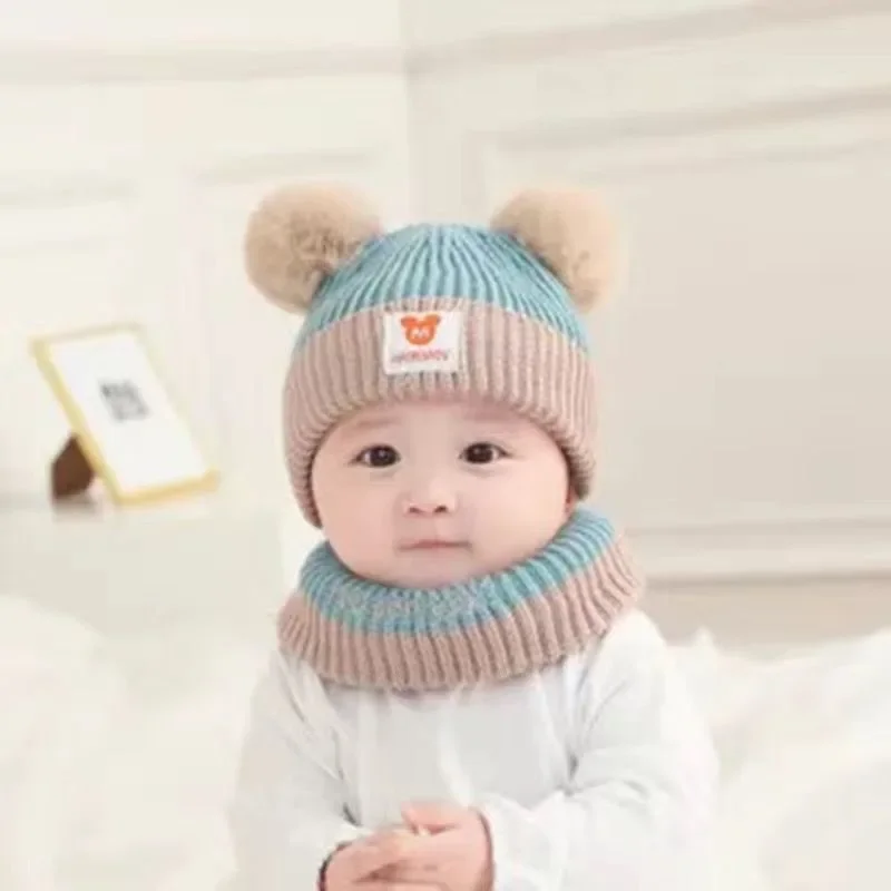 Winter Children Warm Baby Knitted Hats With Pom Pom Kids Knit Beanie Hats Solid Color Children\'S Hat For Boys Girls Accessories