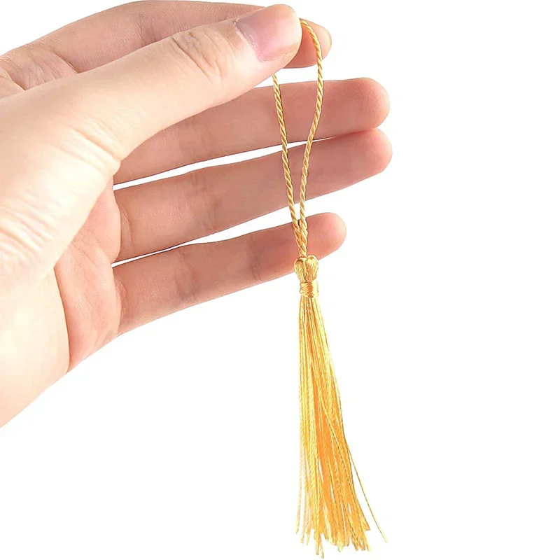 100Pcs Bookmark Tassels 13cm Handmade Silky Tassel Soft Craft Mini Tassels with Loops for Jewelry Making DIY Craft Accessories