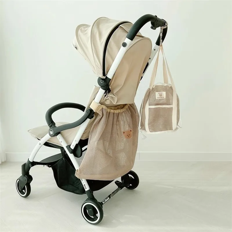 Reusable Stroller Hanging Bag Summer Mesh Stroller Bag Nappy Organizer Baby Items Diapers Pouch Large Capacity Cart Accessories view 6
