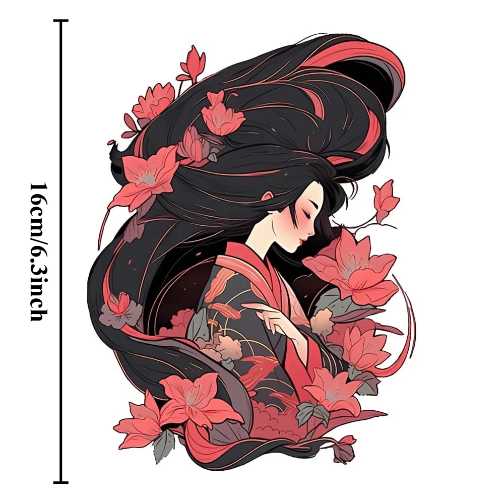 1Pc 2D Flat Anime Fox Girl Kimono Vinyl Sticker, Waterproof Decal for Car Motorcycle Camper Luggage Wall, Holiday Gift