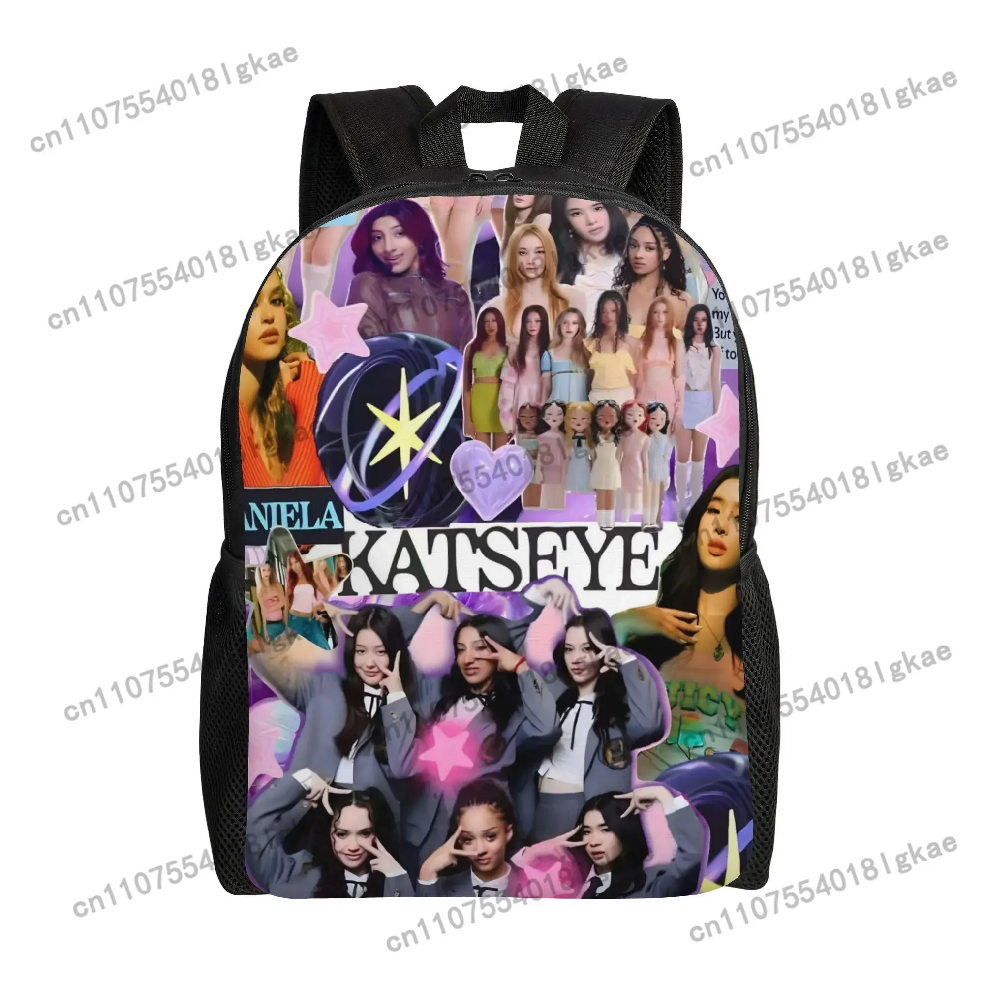 KPOP KATSEYE Girls Group & K-Pop Stars Print Backpack - Pastel K-Pop Inspired Design with KATSEYE Lettering, Durable School Back
