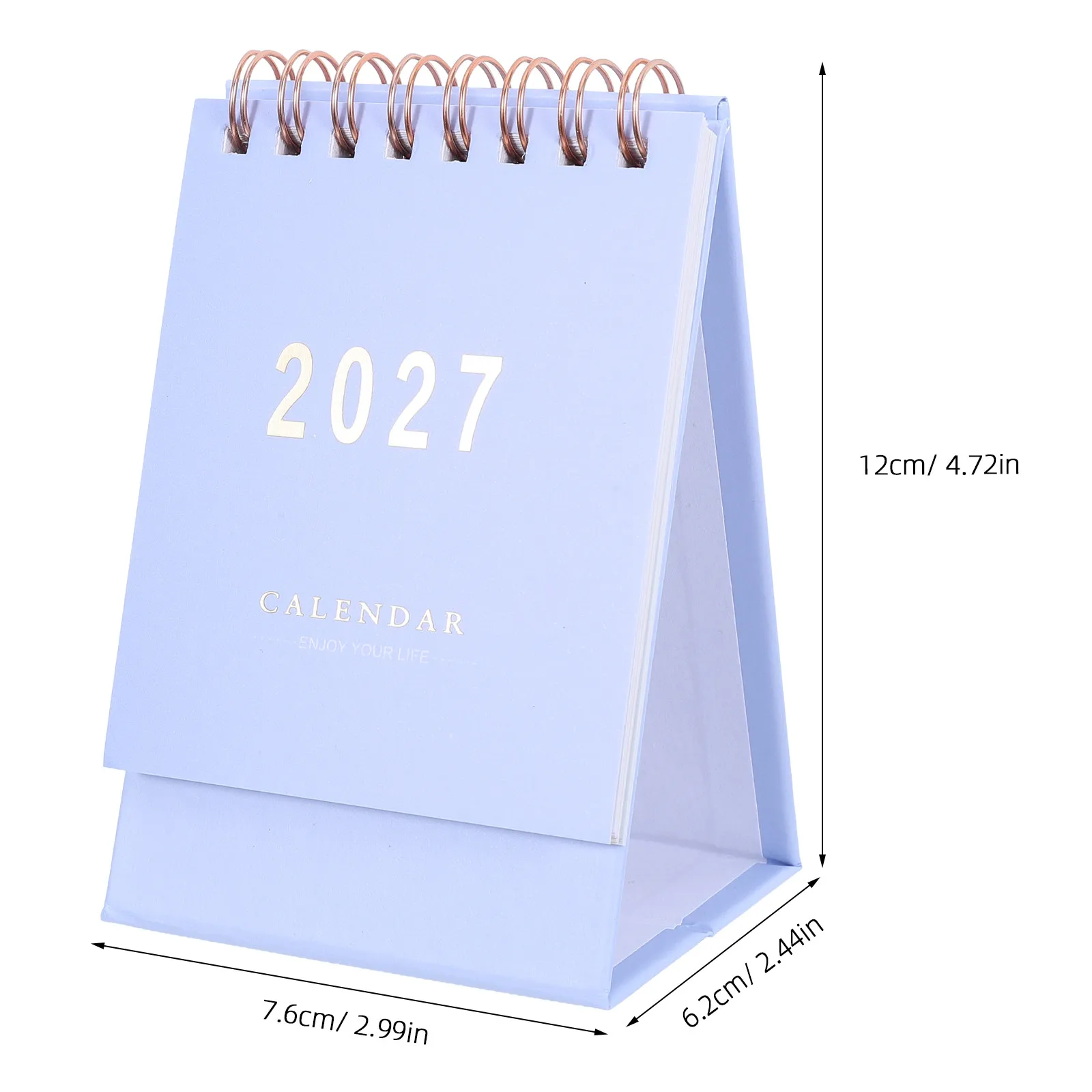2027 Mini Desk Monthly Calendar Purple Premium Paper Spiral Binding Compact Standing Desktop Calendar for Teachers Students Home