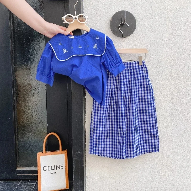 

Girls Clothing Set Summer 2022 New Fashion Short Sleeve Shirt & Wide Leg Pants Toddler Girl Outfits Kids Clothes Girls 2pcs 2-7Y