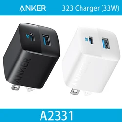 Anker 323 Charger 33W USB C A Fast Charging PIQ 3.0 Foldable PPS Compact Foldable Charger for iPhone and Galaxy Android Series