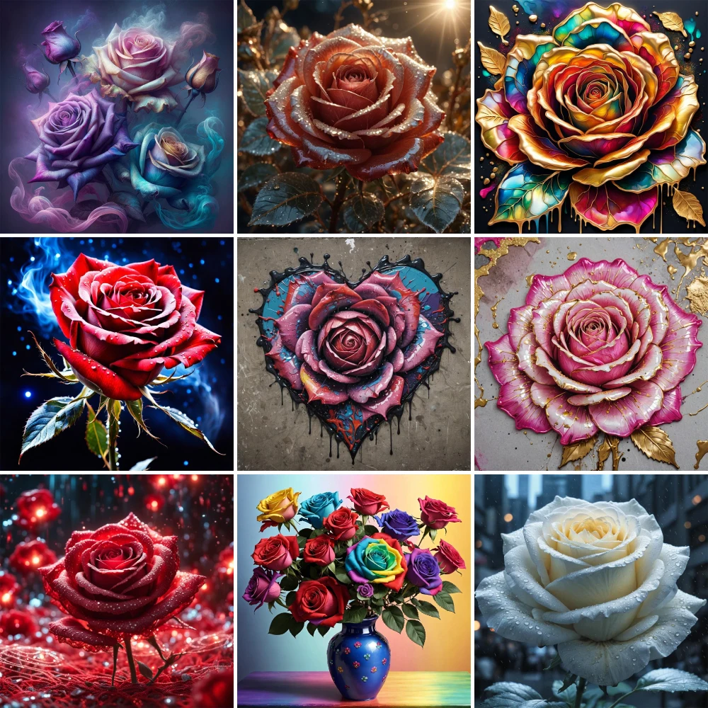 Flowers Rose Printed Fabric 11CT Cross-Stitch Kit Embroidery Handicraft Handmade Knitting Needlework Stamped Home Decor Needle