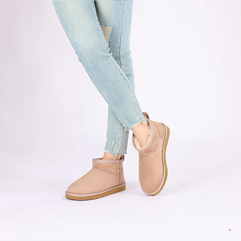 Evshine Winter-Pelz-Schneestiefel für Damen, rutschfest, mit Plüsch gefüttert, Wildlederstiefel, warme, flauschige Hausschuhe, klassische Schneestiefel – Detail 14
