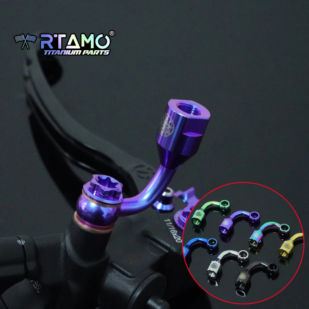 RTAMO Gr5 Titanium Brake Clutch Oil Line 90 Degree Banjo Extension Pipe Rods Fit for Motorcycle Modification