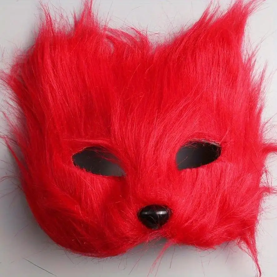 1 Pcs Fox Long Hair Simulated Half Face Mask Halloween Cosplay Makeup Ball Party Prop Liaozhai Little Fox Fairy Mask