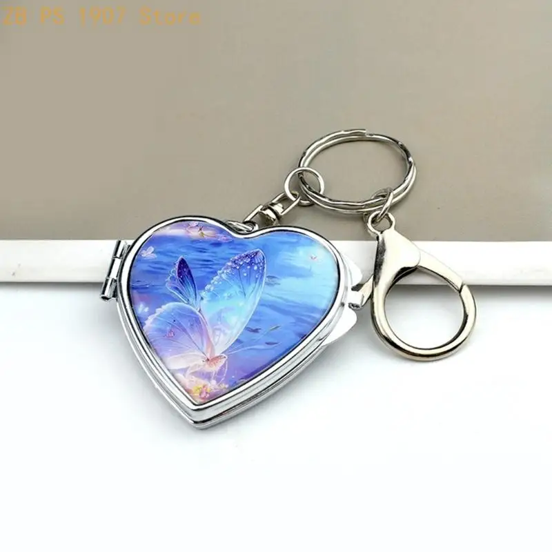 Fashionable Keychain Compact Mirror Featuring Double Sided Reflection Portable Size For Easy Touch Ups Gift 55KA