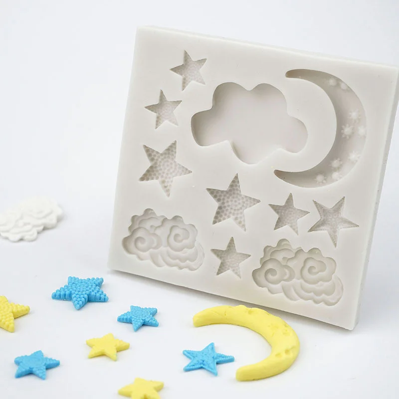 Fondant Silicone Cake Mold Cloud Star Moon Chocolate Gumpaste Molds Clouds Moulds Cake Decorating Accessories For Diy Tools