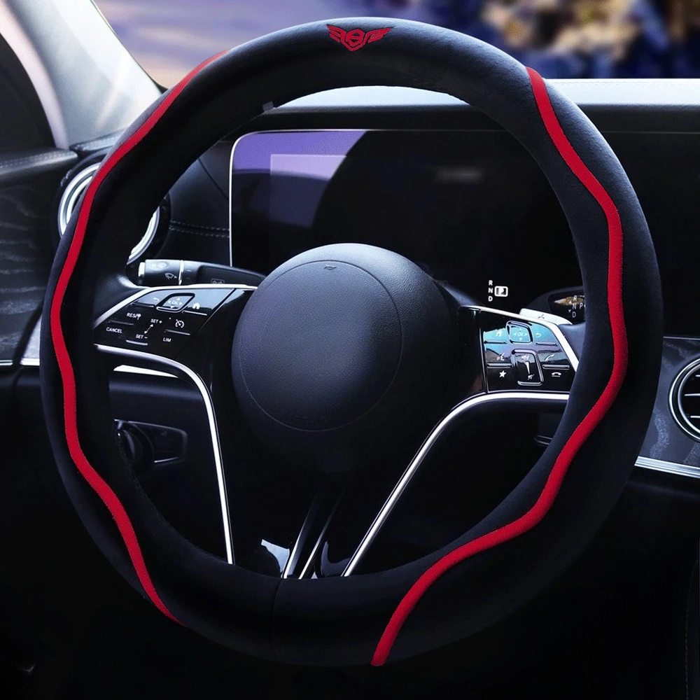 NEW Car steering wheel cover winter short plush warm anti-slip round car steering wheel protective handlebar cover