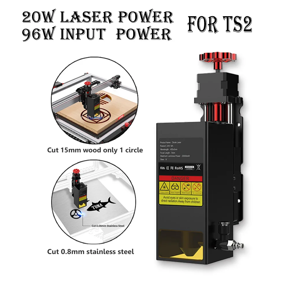 20W Laser Output Power Air Assist Laser Kit for TTC450 TS2 Laser Engraver CNC Cutting Engraving Machine DIY Woodworking Tools