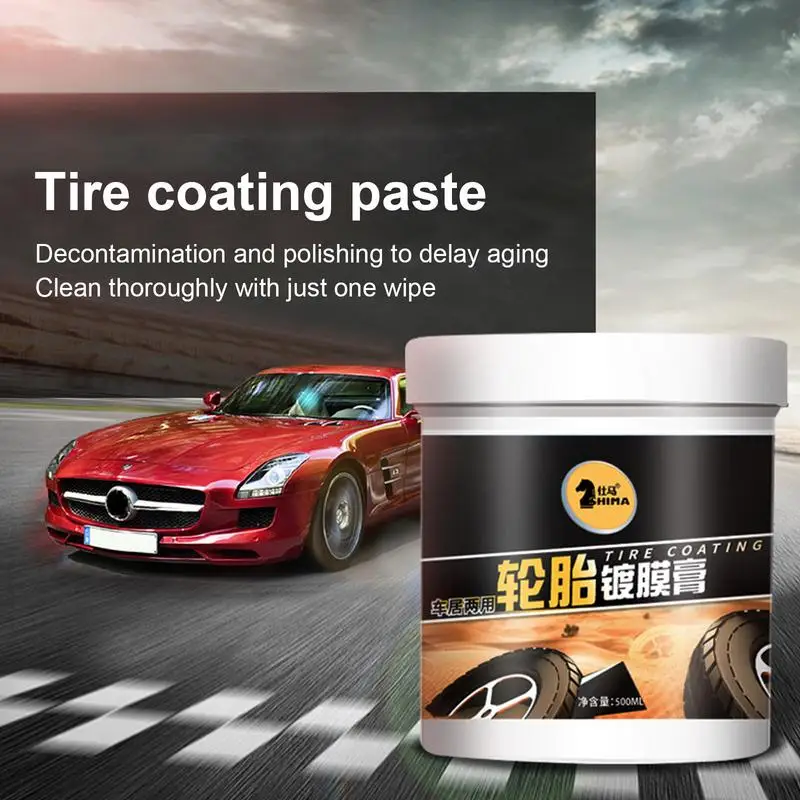 500ml Car Tire Retreading Cleaning Cream Wheel Tire Cleaner Glazing Wheel Wax Waterproof Rim Shine Effective Solid Tire Coating