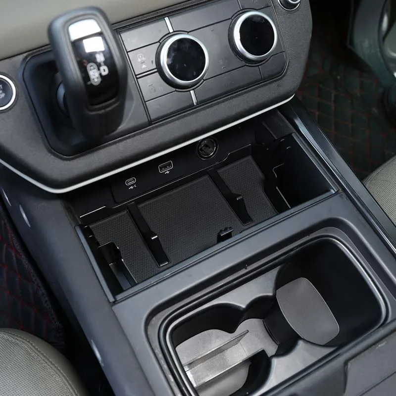 For Land Rover Defender 90 110 2020+ Car Center Console Storage Box Water Cup Holder Stowing Tidying ABS Auto Accessories