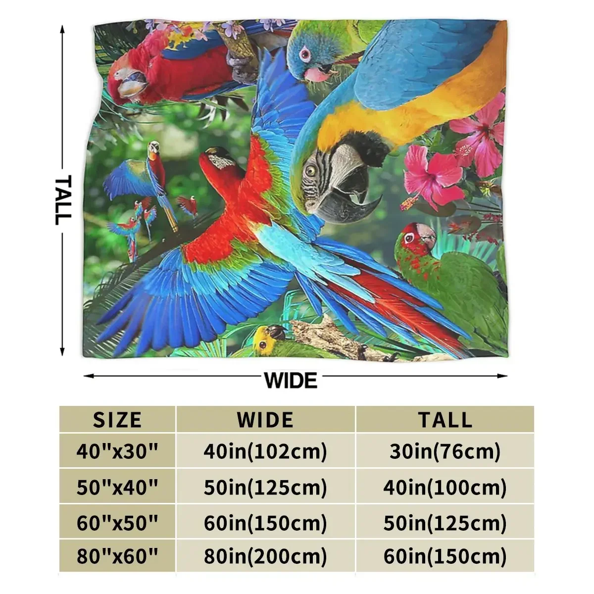 Parrots Blankets Soft Warm Flannel Throw Blanket Bedding for Bed Living room Picnic Travel Home Sofa