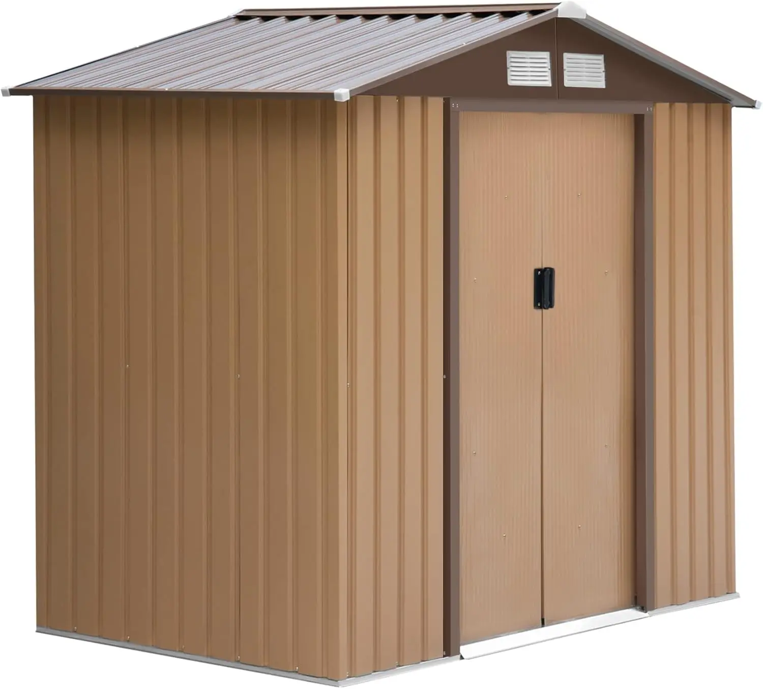 7' x 4' Outdoor Storage Shed, Garden Tool House with Foundation Kit, 4 Vents and 2 Easy Sliding Doors for Backyard,Patio,Yellow