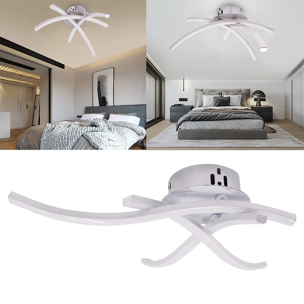 LED-Decken leuchte, 18W moderne LED-Leuchte für Schlafzimmer 3 LED gebogene Streifen Design 6000k Innen Unterputz Decken leuchte