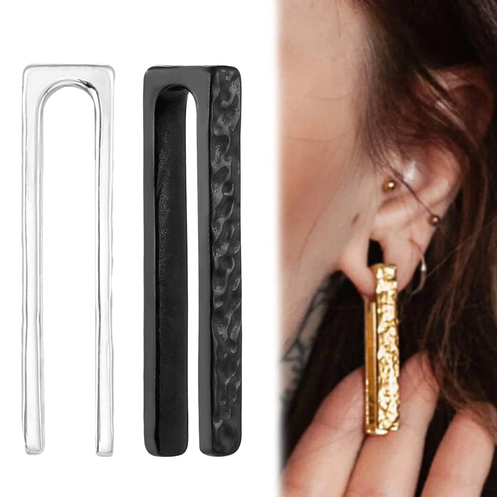 Giga 2pcs Elegant Stainless Steel Ear Gauges Plugs Hangers 2g(6mm) Stretching Kit Pain-free Ear Expander Body Piercing Jewelry