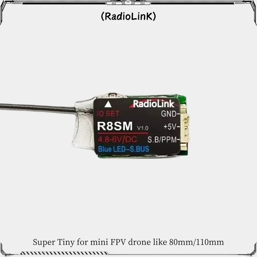 جهاز استقبال Radiolink 2.4 جيجا هرتز R8SM 8 قنوات RC صغير جدًا SBUS/PPM لطائرة صغيرة بدون طيار تعمل مع وحدة تحكم إرسال T8FB/T8S