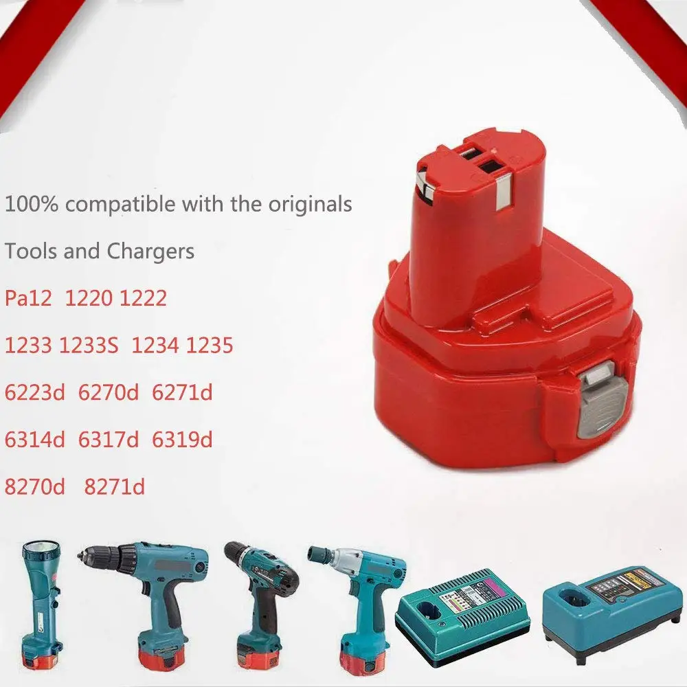12V NiMH 3000mAh Rechargeable Battery for Makita PA12 1220 1233 1234 1235 1050D 6227D 6313D 6317D 193157-5 Cordless Power Tools