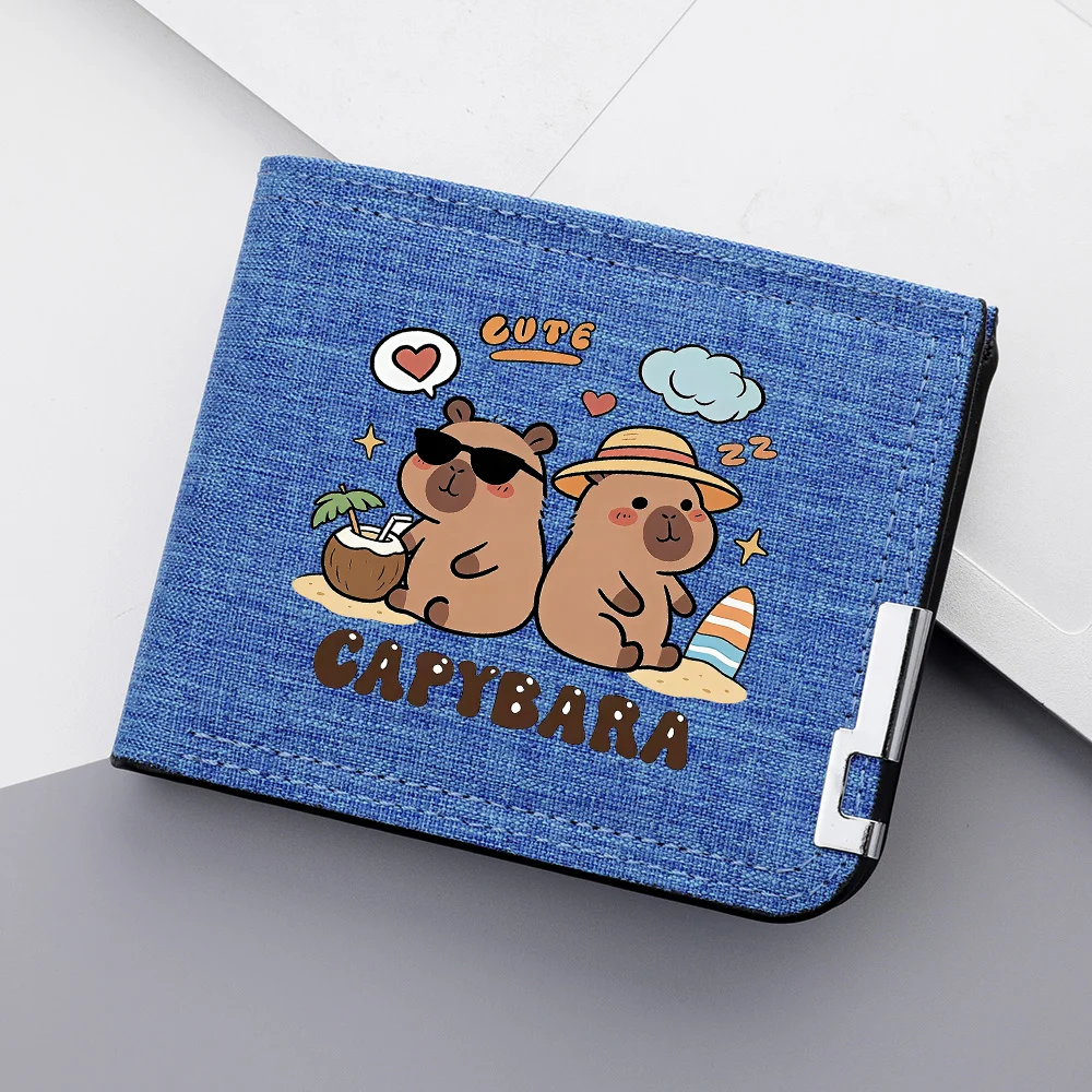 Men's Zipper Credit Card Pocket Bag with Cute Cartoon Patterns and Double-layer Folding Design Wallet