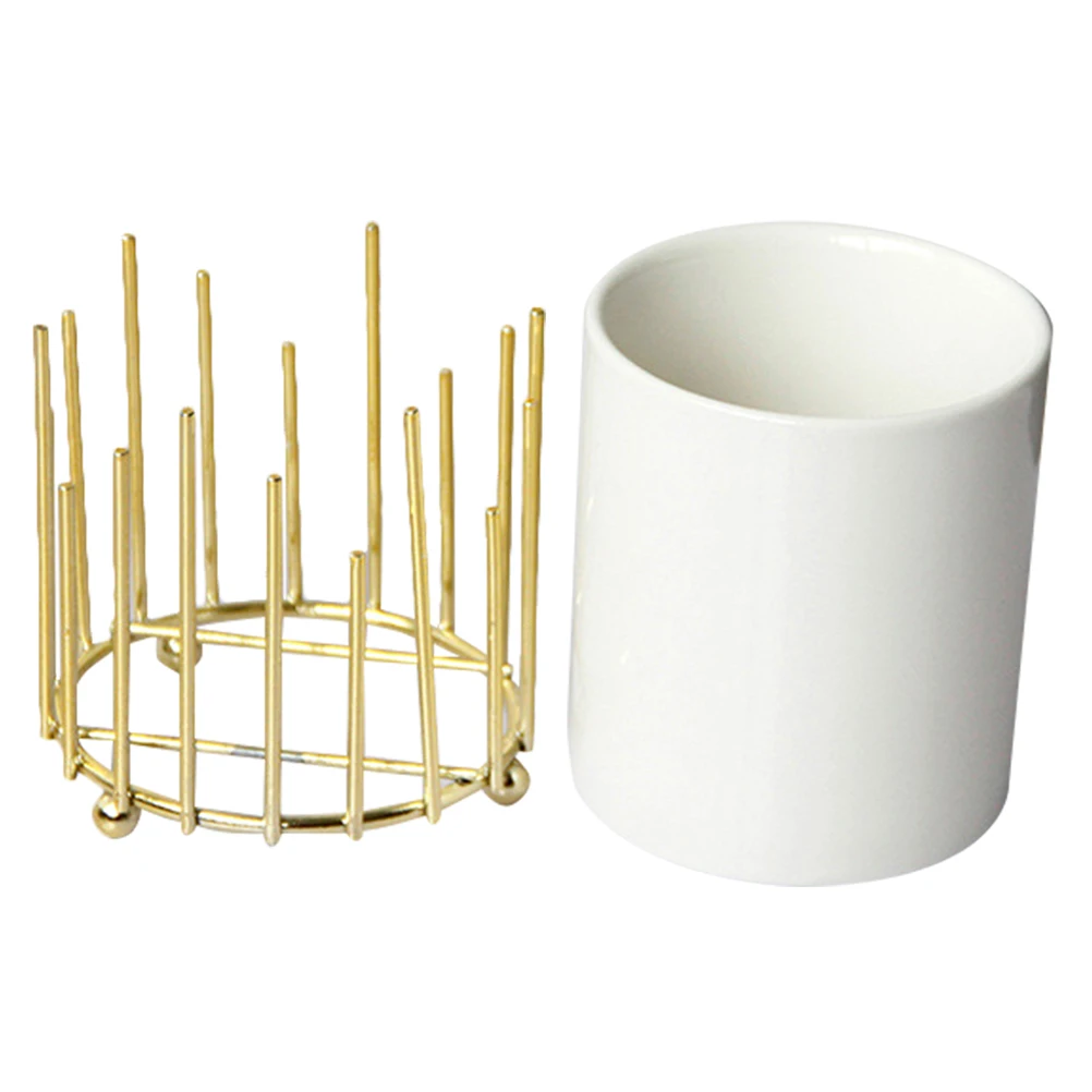 

Economical Ceramic Utensil Container Stylish Chopstick Box with Stand for Knife Fork Spoon Makeup Brushes Small Plants