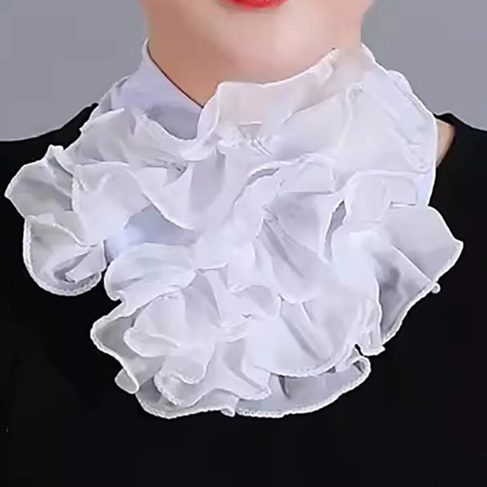 

Casual Solid Color Neck Collar Free Size Detachable Ruffles Collar Women Neckerchief