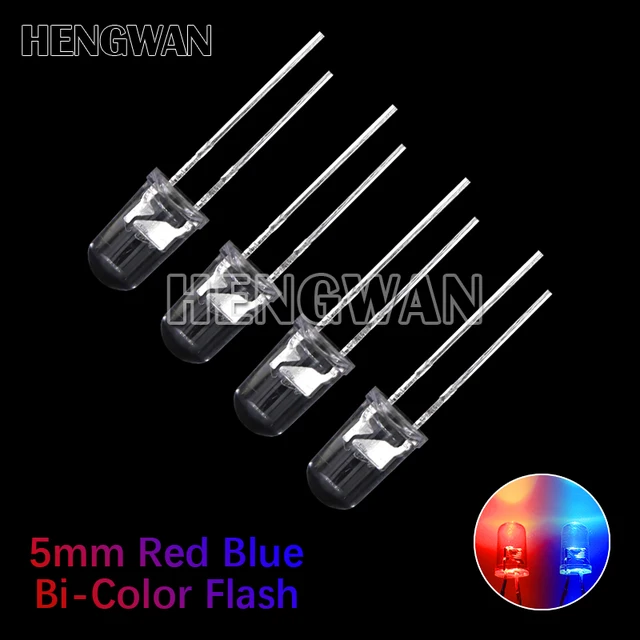 50 sztuk F5 5mm Flash czerwony niebieski dwukolorowa dioda elektroluminescencyjna automatyczne miganie LED kontrola lampy błyskowej miga 5 mm DIY