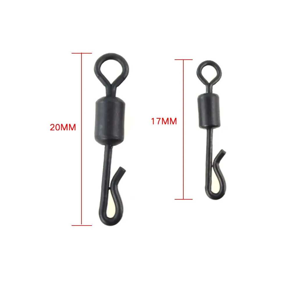 Carp Fishing Swivels Quick Change Matt Black for Carp Fishing Rig Fishing Terminal Tackle Pack of 20