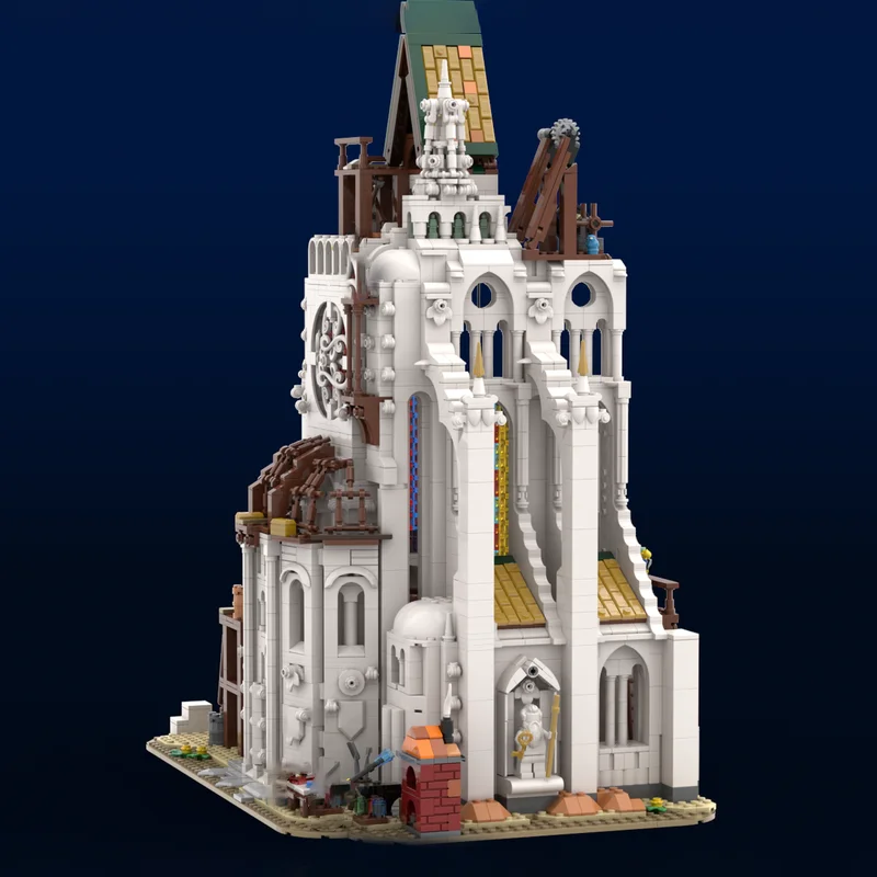 Model budynku miejskiego Moc cegły średniowieczne placy budowy technologia modułowe bloki prezenty zabawki konstrukcyjne zestawy DIY montaż