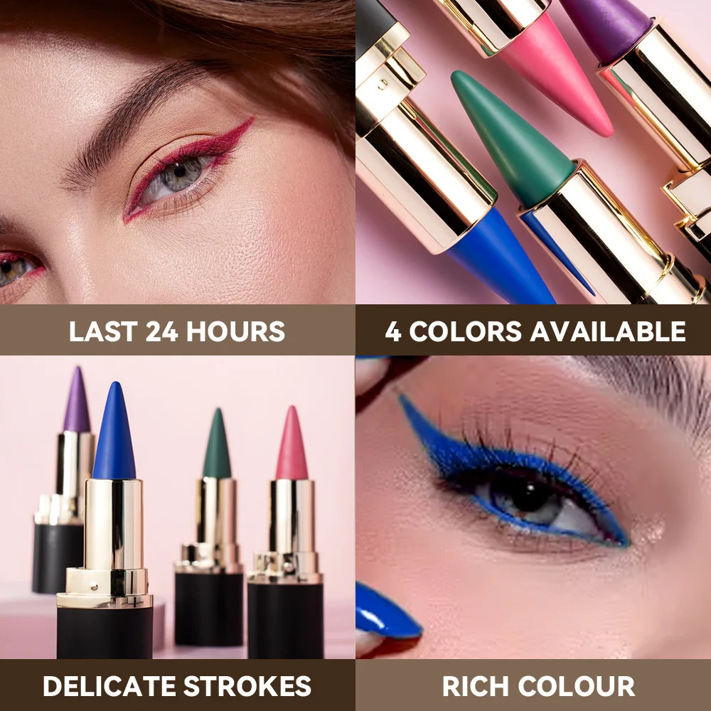 Lápis de delineador coloridos à prova d'água, à prova de manchas, de longa duração e adequado para iniciantes, maquiagem diária de olhos punk de alta pigmentação