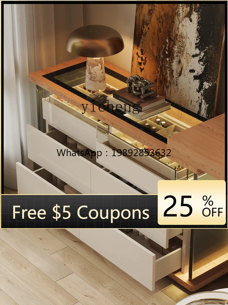 

ZZ minimalist dresser chest cabinet integrated cabinet bedroom bedside locker retractable flip cover makeup table