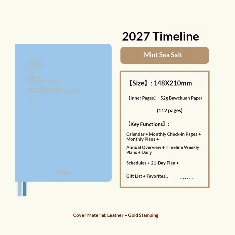 Kinbor 2027 Zeitplan/8-Teiliger A5-Planer, Wochenplaner zur Zeitmanagement-Organisation, Softcover-Notizbuch für tägliche Büroaufgaben