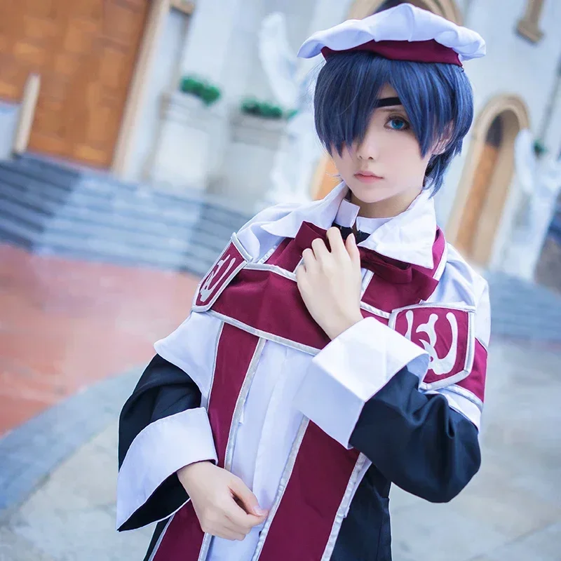 Anime negro Bulter Kuroshitsuji Ciel Phantomhive uniforme de iglesia traje Halloween Cosplay disfraz vestido Formal