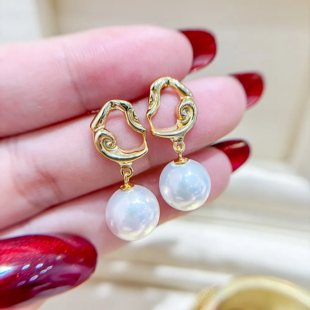 Solid S925 Sterling Silver Earring Settings for DIY, Handmade Material, Fine Jewelry, Finding Accessories, E044, 1 Pair