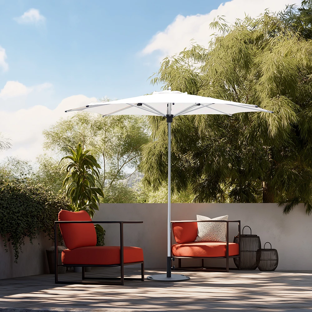 White High-quality Sturdy Outdoor Sun Umbrella with Straight Cord and Wide Handle Suitable for Various Occasions High-end