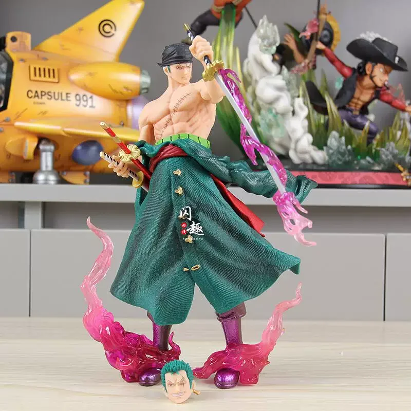 24cm Anime Starry Zoro Actionfiguren PVC-Statue Doppelköpfiges Austauschbares Modell Spielzeug PC-Gehäuse Sammlerstück Ornamente Fan-Geschenk